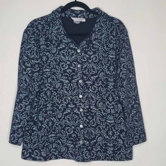 Fresh Produce Paisley Shacket Size XL Long Sleeve Cotton Shirt Jacket Blue - Picture 1 of 10